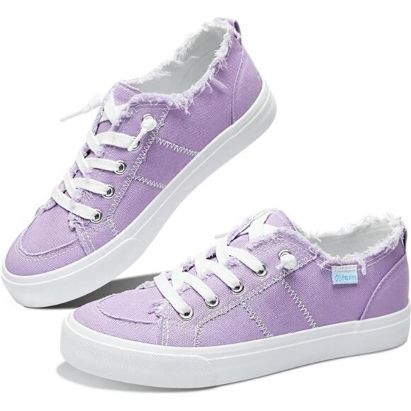Women's Play Fashion Sneaker White Color Washed and Leopard Canvas Slip - Picture 1 of 6